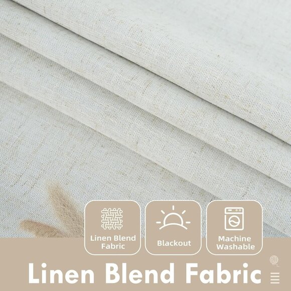 DriftAway Double Layer Light Linen Blackout Tie Up Curtains Thermal 45"W x 63"L - Picture 3 of 8